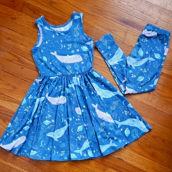 Dot Dot Smile Other - DotDotSmile Whale Print Blue Dress and Leggings Set